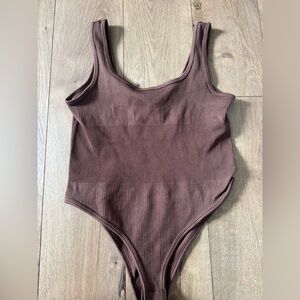 SHEIN Chocolate Ribbed Bodysuit
